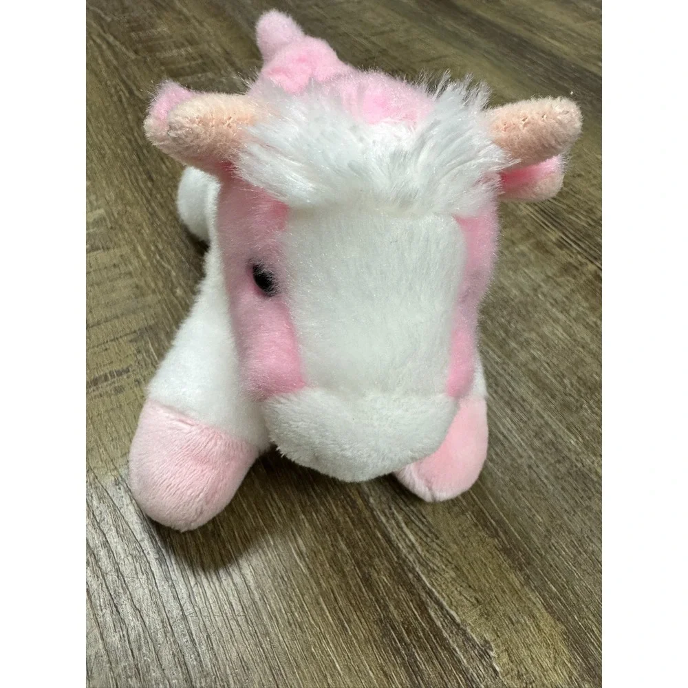 Aurora Pink and White Strawberry Cow Plush Stuffed‎ Animal Floppy 8 inch 2021